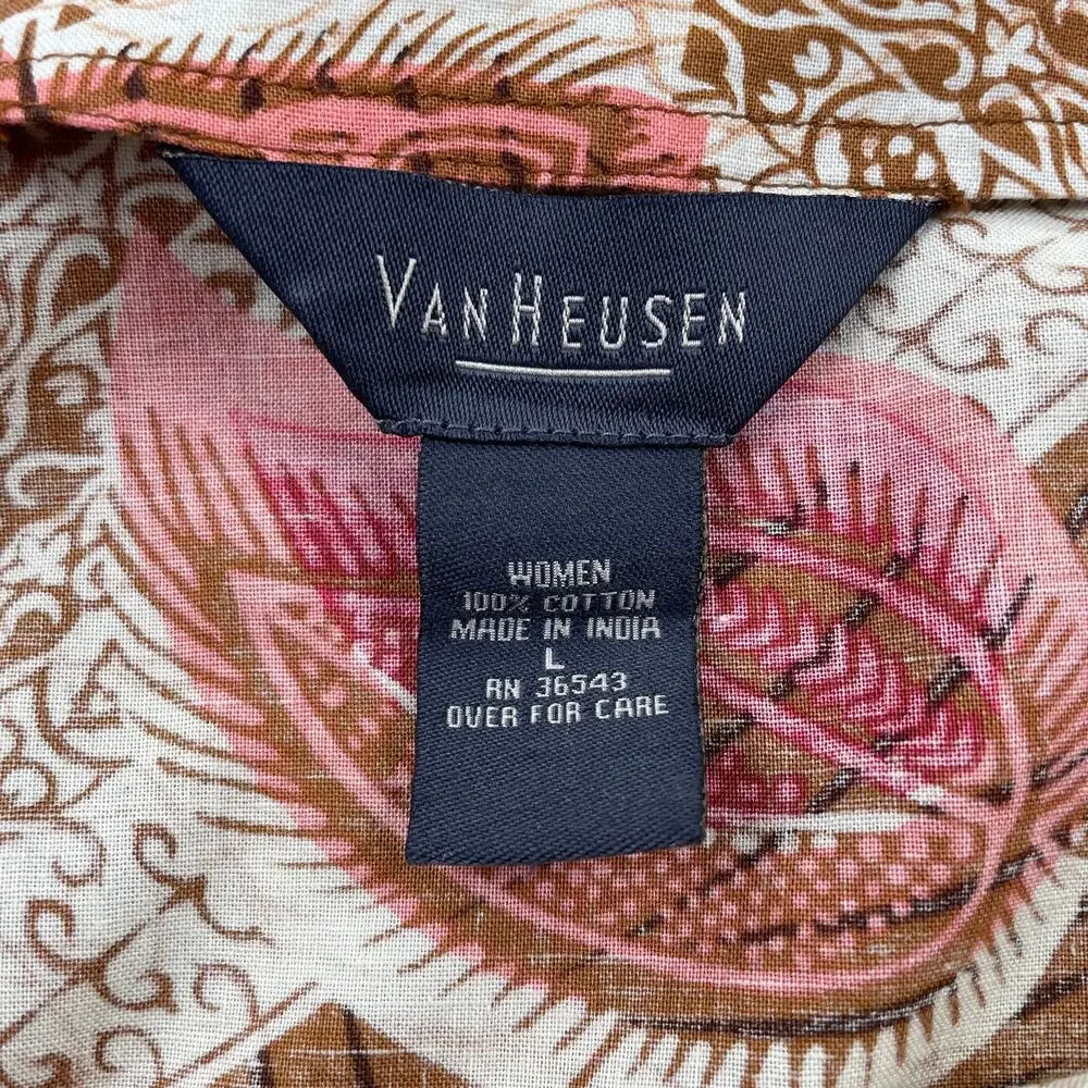 Vintage Van Heusen Maxi Skirt Size L Brown Pink Floral Cotton Boho Fairy Grunge